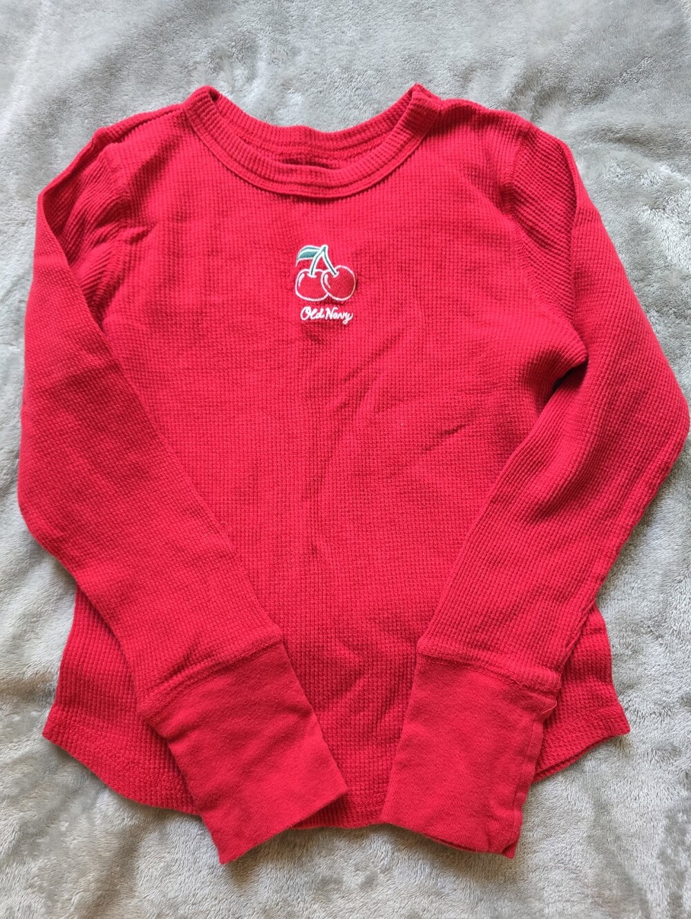 🌈6$ BUNDLE PRICE Old Navy Girls Cherry Waffle Knit Thermal Size L